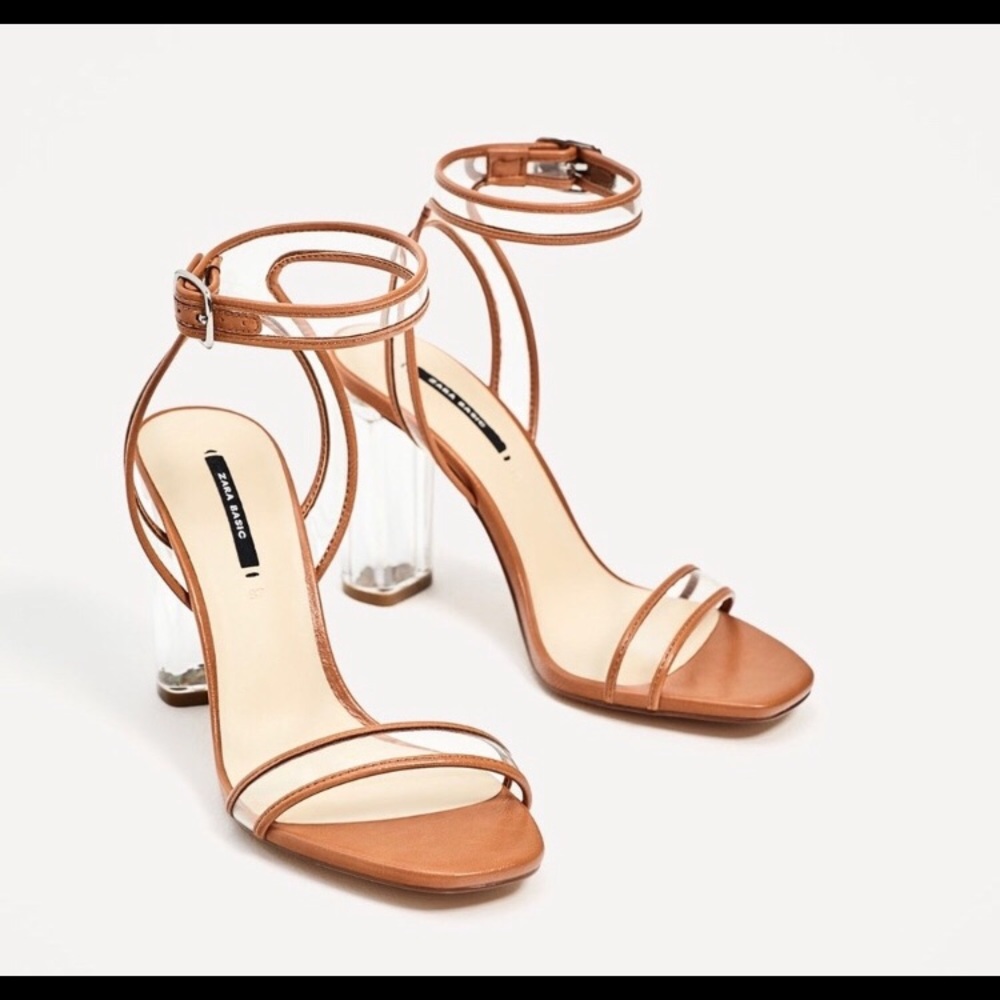 Zara Basic Lucite Sandal Heels - image 1